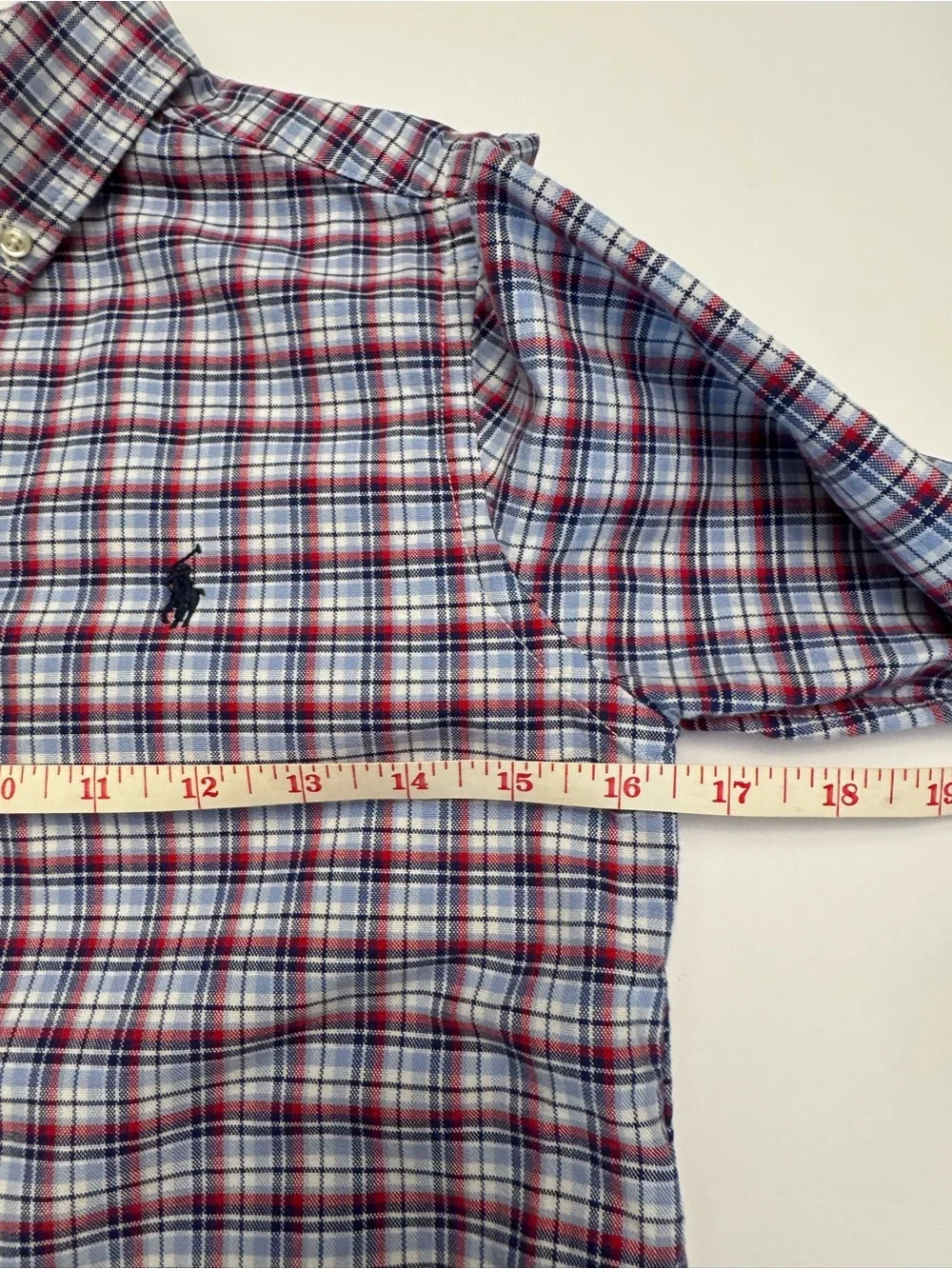 Ralph Lauren Boys Plaid Button-Down Shirt - Blue & Red Plaid Size M (10-12)
